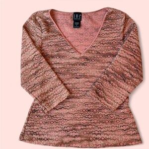 INC International Concepts Pink and Brown Knit Top